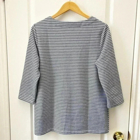 Northern Reflections Top  V-Neck Nautical Tie Front Blue White Stripes Medium - Picture 4 of 15